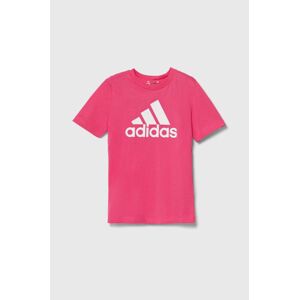 Detské bavlnené tričko adidas LK BL CO TEE ružová farba, IX7329