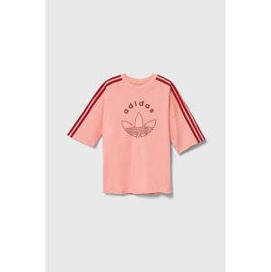 Detské bavlnené tričko adidas Originals TEE ružová farba, IY9544