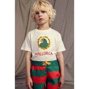 Detské bavlnené tričko Mini Rodini Parrot béžová farba, s potlačou