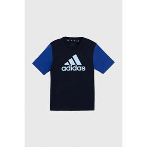 Detské bavlnené tričko adidas J BL CB T tmavomodrá farba, s potlačou, IX9515