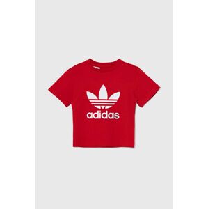 Detské bavlnené tričko adidas Originals TREFOIL TEE červená farba, s potlačou, IY2387