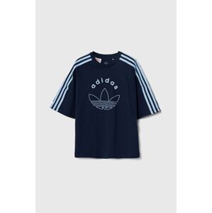 Detské bavlnené tričko adidas Originals tmavomodrá farba, s potlačou, IZ4549