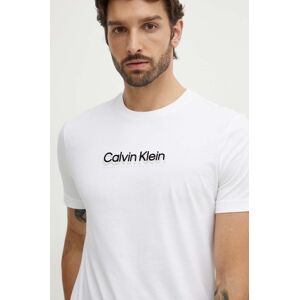 Bavlnené tričko Calvin Klein pánske, biela farba, s nášivkou, K10K113118