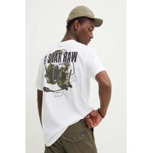 Bavlnené tričko G-Star Raw pánske, biela farba, s potlačou, D24687-C372