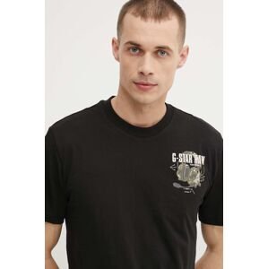 Bavlnené tričko G-Star Raw pánske, čierna farba, s potlačou, D24687-C372