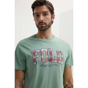 Bavlnené tričko Polo Ralph Lauren pánske, zelená farba, s nášivkou, 710941855