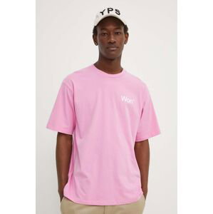 Bavlnené tričko Won Hundred pánske, ružová farba, s potlačou, 3101-12063