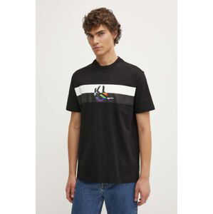 Bavlnené tričko Karl Lagerfeld Jeans pánsky, čierna farba, vzorovaný, 245D1708