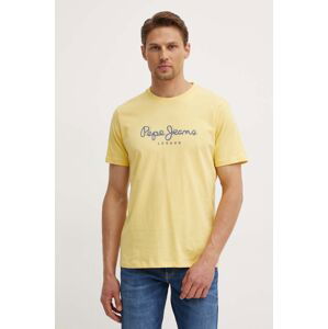 Bavlnené tričko Pepe Jeans ABEL pánske, žltá farba, s potlačou, PM509428