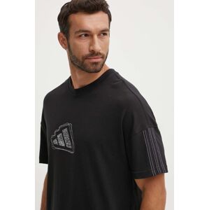 Bavlnené tričko adidas All SZN pánske, čierna farba, s nášivkou, IX1255