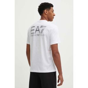 Bavlnené tričko EA7 Emporio Armani pánske, biela farba, jednofarebný, PJFFZ.6DPT06