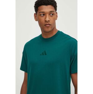 Bavlnené tričko adidas All SZN pánske, zelená farba, jednofarebný, IY4143