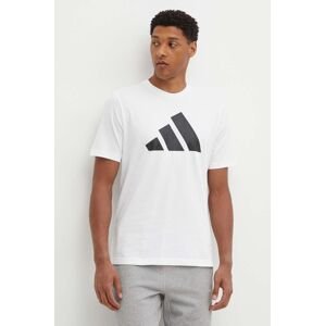 Bavlnené tričko adidas pánske, biela farba, s potlačou, IY8582