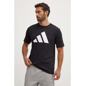 Bavlnené tričko adidas pánske, čierna farba, s potlačou, IY8583