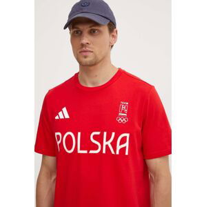 Tričko adidas Performance Polska pánske, červená farba, s potlačou, JF6678