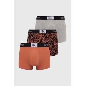 Boxerky Calvin Klein Underwear 3-pak pánske, hnedá farba, 000NB3528E