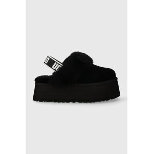 Semišové papuče UGG W Funkette čierna farba, 1113474 BLK