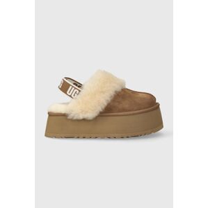 Semišové papuče UGG W FUNKETTE hnedá farba, 1113474 CHE