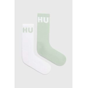 Ponožky HUGO 2-pak pánske, zelená farba