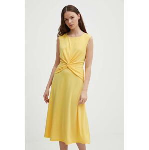 Šaty Lauren Ralph Lauren žltá farba, midi, áčkový strih, 250872090