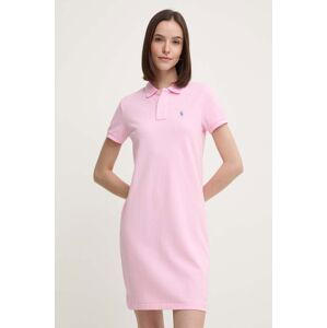 Bavlnené šaty Polo Ralph Lauren ružová farba, mini, rovný strih