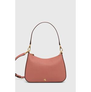 Kožená kabelka Lauren Ralph Lauren ružová farba