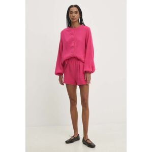 Bavlnená košeľa a šortky Answear Lab ružová farba