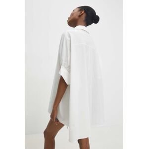 Bavlnená košeľa Answear Lab dámska, biela farba, voľný strih, s klasickým golierom