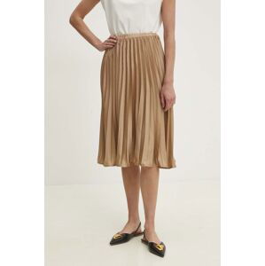 Hodvábna sukňa Answear Lab hnedá farba, midi, áčkový strih