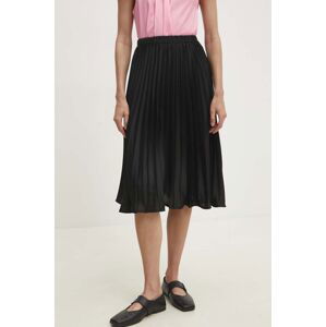 Hodvábna sukňa Answear Lab čierna farba, midi, áčkový strih