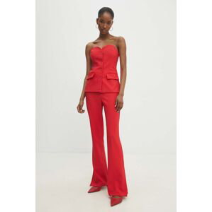 Nohavice Answear Lab dámske, červená farba, rovné, vysoký pás