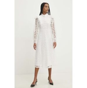 Šaty Answear Lab biela farba, midi, áčkový strih