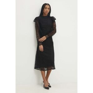 Šaty Answear Lab čierna farba, midi, áčkový strih
