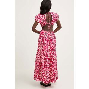 Bavlnené šaty Answear Lab ružová farba, maxi, áčkový strih