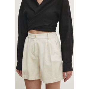 Bavlnené šortky Answear Lab béžová farba, jednofarebné, vysoký pás