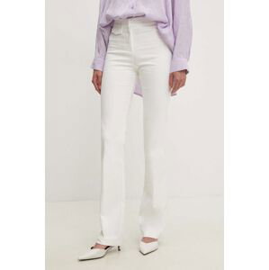 Nohavice Answear Lab dámske, biela farba, priliehavé, vysoký pás