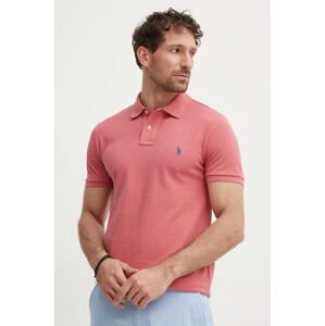 Bavlnené polo tričko Polo Ralph Lauren ružová farba,jednofarebné,710536856