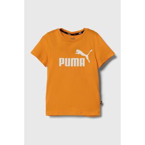 Detské bavlnené tričko Puma oranžová farba, s potlačou
