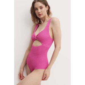 Jednodielne plavky Rotate CRINKLE SWIMSUIT ružová farba, mäkké košíky, 113165504