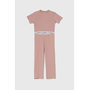 Detské pyžamo Calvin Klein Underwear ružová farba, jednofarebná