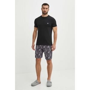 Pyžamo Emporio Armani Underwear pánske, čierna farba, vzorovaná, 111573 4R506
