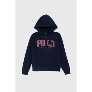 Detská mikina Polo Ralph Lauren tmavomodrá farba, s kapucňou, s potlačou, 323950835001