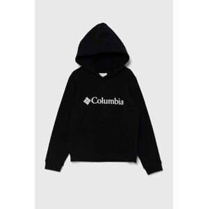 Detská mikina Columbia Columbia Trek Hoodi čierna farba, s kapucňou, s potlačou
