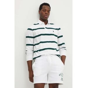 Bavlnené tričko s dlhým rukávom Polo Ralph Lauren biela farba, vzorované, 710939635