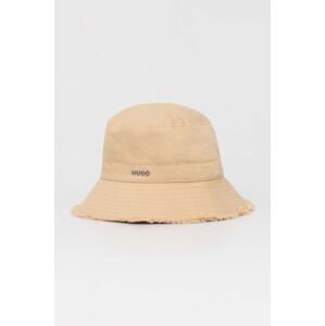 Bavlnený klobúk HUGO béžová farba, bavlnený, 50508003