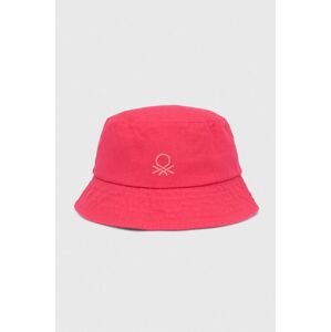 Detský bavlnený klobúk United Colors of Benetton ružová farba, bavlnený