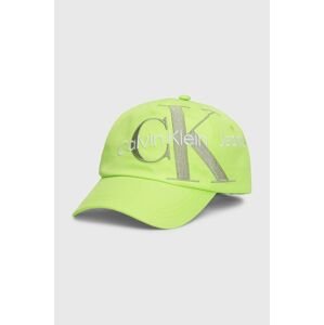 Detská baseballová čiapka Calvin Klein Jeans zelená farba, s potlačou