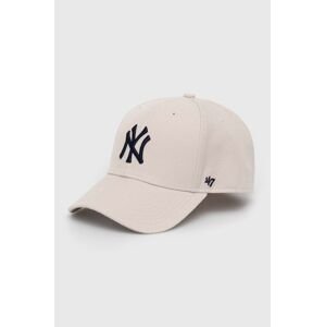 Detská baseballová čiapka 47brand MLB New York Yankees béžová farba, s nášivkou, BMVP17WBV