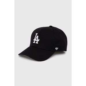 Šiltovka s prímesou vlny 47brand MLB Los Angeles Dodgers čierna farba, s nášivkou, BMVP12WBV