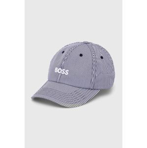 Bavlnená čiapka BOSS tmavomodrá farba, vzorovaná, 50513203